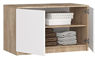 BDW Stylish S90 2D 2SZ CLP Kleiderschrank-Organizer - Zwei Einlegeböden - Schubladen für die Innenseite des Kleiderschranks - Kleiderschrank Innenaufbewahrung - 90x55x51 cm - Eiche Sonoma/Weiss