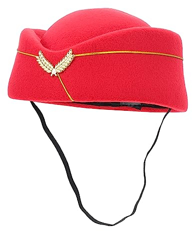Amosfun Stewardess Hut Cosplay Flugbegleiterin Kostüm Accessoire Einheitsgröße Rot Haardekor Für Karneval Halloween