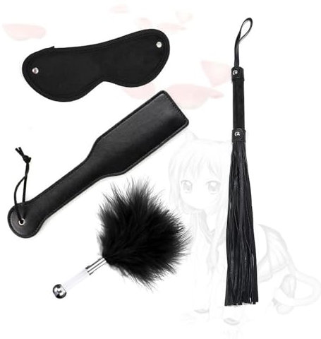 HUNTVE Látigo de Cuero de equitación látigo Conjunto con y Plumas （4pcs）