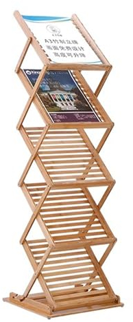 Zeitschriftenregal Prospektständer Kommerzielles Messe Zeitschriftenregal, Faltkatalog Broschürenhalter Mit 5 Taschen Für Produktausstellungen, Bodenstehender Literaturständer Aus Bambus ( Size : A3 S