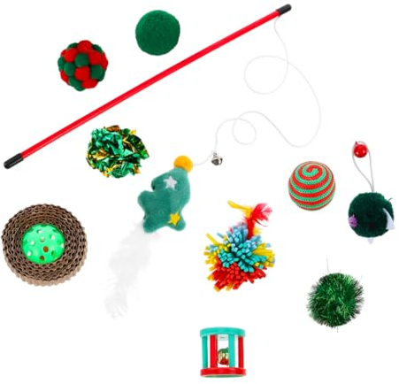 10pcs Weihnachten Katze Spielzeug Set Strumpf Assorted Plüsch Spielzeug Crinkle Glocke Für Katzen