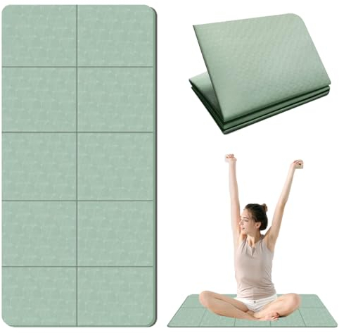 Yogamatte Faltbar FitnessMatte 183x61cm, EUBSWA 6mm Reise Yogamatte Rutschfest Pilates Gymnastikmatte Sportmatte (Grün)