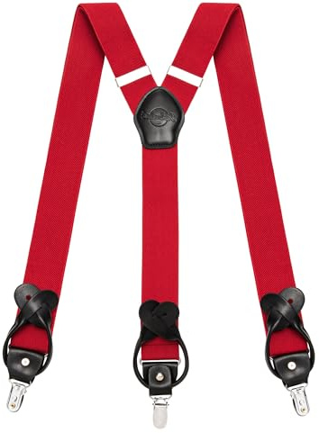 Kohentact Hosenträger Herren mit Clip- und Knopfbefestigung, inklusive 6 Knöpfe, 3,5 cm Breite Y-Form für Körpergrößen bis 200 cm Suspenders for Men