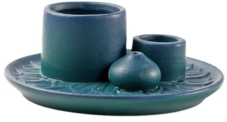 Meoky Räucherschale Räuchergefäß Räucherstäbchen, Halter Keramisches Räuchergefäß Räucherschälchen Räucherschale Keramik Aschefänger Tablett für Meditationsraum Yoga,Blau
