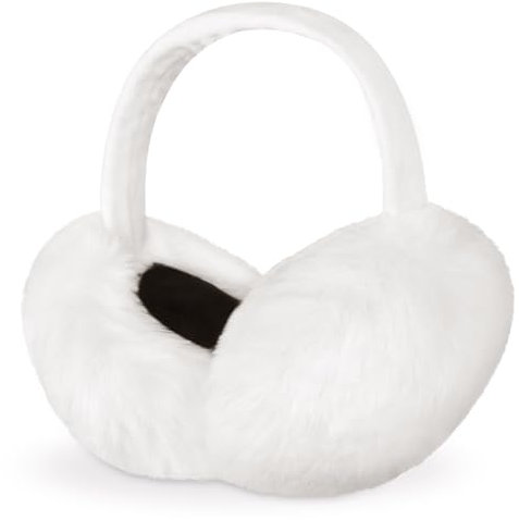PROPOG Women's Fleece Ear Warmers - White Earmuffs for Girls & Kids - Thermal Headband - Windproof Ear Covers for Cold Weather - Suitable for Outdoor Sports, Skiing, Walking & Winter Gift