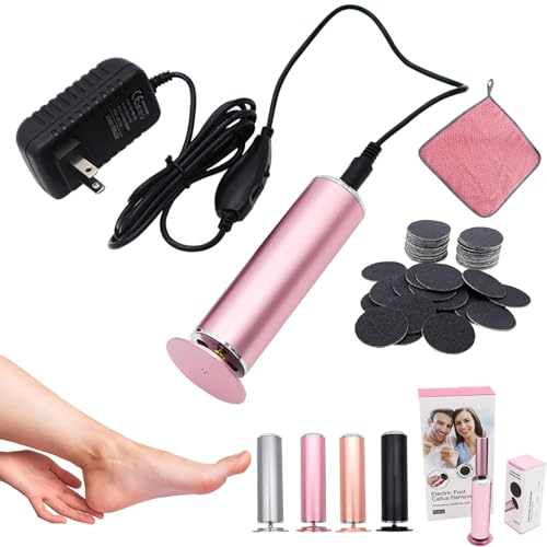 Dermave Electric Foot Callus Remover, Rapeuse Pieds Electrique, Râpe Électrique Pied Pédicure Electrique Anti-callosité Lime Pieds Electrique pour Corne (Vitesse Réglable) (Rose)