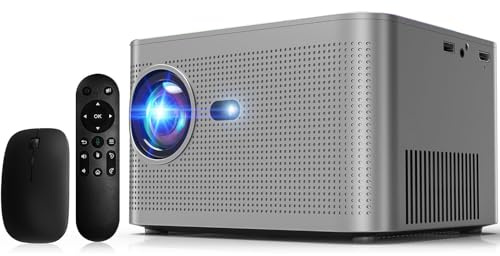 2025 4K Projector with WiFi and Bluetooth 1080P Native 36W Speakers Dolby Atmos Voice Asst Auto Keystone Motorised Focus HDMI/TV Stick/TV Box/USB/PS5, with HDMI Cable & Mouse,Grey