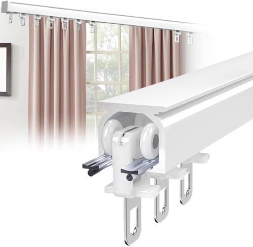 Binario per tende da esterno in lega di alluminio 90 cm 120 cm 200 cm 340 cm aste divisorie con sistema silenzioso a binario singolo per montaggio a soffitto/parete binario per tende scorrevoli.