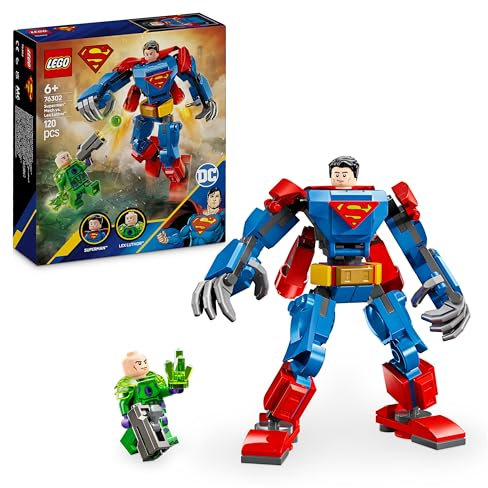 LEGO DC Superman Mech vs. Lex Luthor, Super Heroes Toy with 2 Minifigures, a Stud Shooter & Kryptonite - Buildable Figure Set - Gift 6 Plus Year Old Boys & Girls 76302