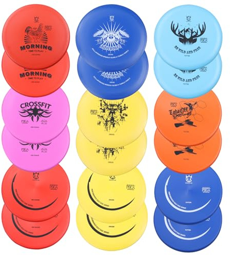 CROWN ME PDGA Approved 18 Pack disc Golf Discs, Includes Drivers, Mid-Ranges, Putters.