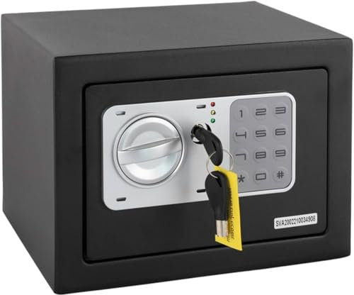 Floordirekt Tresor Cortez Möbeltresor Safe - 17 x 23 x 17 cm, Anthrazit - elektronisches Zahlenschloss, Kombinationsschloss - Wandtresor für Zuhause mit Verriegelungsbolzen und Schlüssel