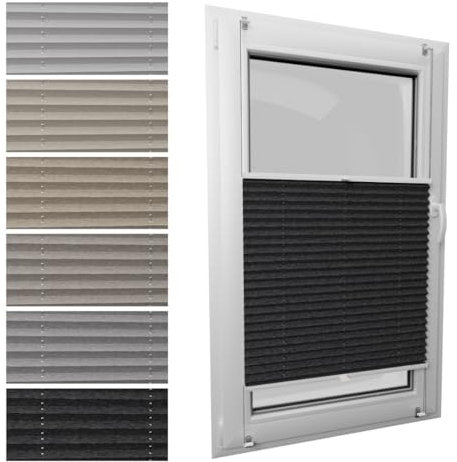 STELGE - DOLOMIT Plissee ohne Bohren I auf Maß gefertigt I Breite 30-129 cm I Höhe 50-230 cm I Blickdichte und lichtdurchlässige Rollos I 6 Farben DOLOMIT-Stoff (Höhe von 150 cm bis 230 cm)