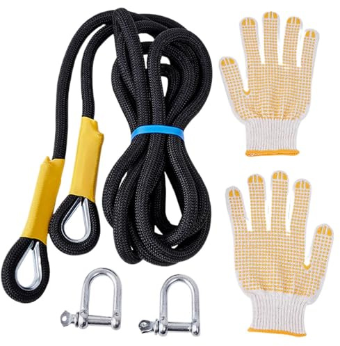 Xvilmaun Corde de récupération avec manilles, sangle de remorquage pour voiture | Sangle de remorquage haute performance pour voiture, bateau – Road trips de sauvetage de neige, équipement