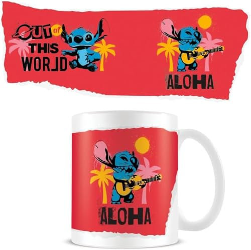 Pyramid International Lilo & Stitch (planétaire) Tasse blanche en céramique – 315 ml – Taille unique