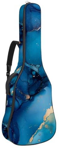 Gitarrentasche in voller Größe, wasserdichte Gitarren-Abdeckung, Tragetasche für akustische klassische E-Gitarren, aquablau, Aquarell-Herzen, Multicolor 08, 42.9x16.9x4.7 in, Lässiger Tagesrucksack