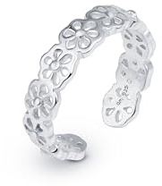 Amberta ​Justerbar 925 Sterling Silver Tåring för Kvinnor | Vågor Hjärtan Blomma Delfin Krona Löv Boho Fot Smycke: Blomformad tåring
