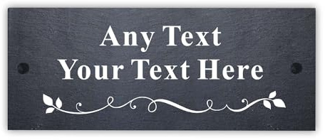 Personalised Plaque Slate House Signs Natural Slate House Numbers Plaques Welcome Sign Door Wall Sign Yard Signs Home Decor Gifts for Outside with Wall Fixings (Design 3)