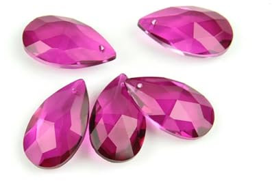 tianwandong Lot de 10 pendentifs en forme de prisme en verre de couleur fuchsia de 38 mm en forme de larme en cristal Feng Shui à suspendre au lustre