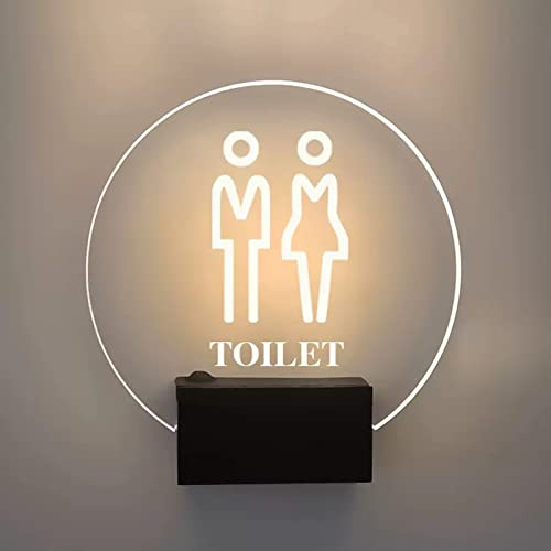 Cartello luminoso per la toilette, Insegna luminosa for bagno da 7 pollici a parete, insegna in acrilico for uomo e donna, servizio di bagni pubblici(A)