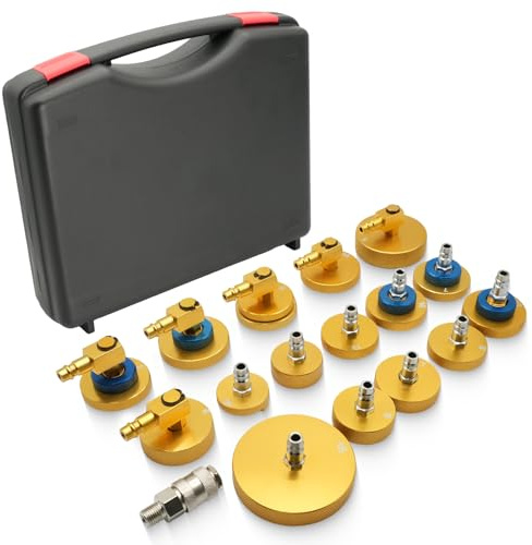 Wvoillty 17tlg Bremsenentlüftungsadapter Set mit Schnellkupplung - Metall Adapter für Bremsflüssigkeitsbehälter, passt für die meisten Fahrzeugmarken