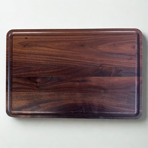 TB® Black Walnut Cutting Board | Schwarze Walnuss Schneidebrett Servierbrett | Handgemacht | Hackbrett Arbeitsbrett Profibrett Massiv Design (XXL 51x38x2,5)