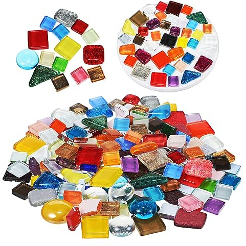 Tofficu Piedras de Mosaico de Cristal Irregulares para Manualidades Diy Decoración Segura con Variadas