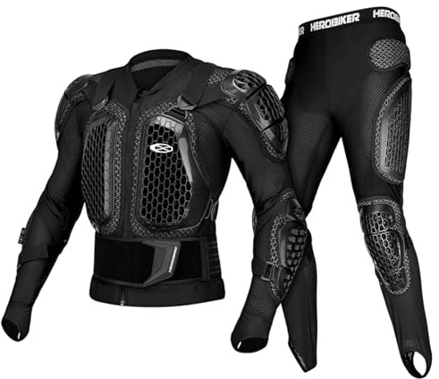 Motorcycle Body Armor Protective Gear Suit-Breathable Mesh,Lightweight Flexible,Thickened Safety Protector for Cycling Sports&Skiing (Black, X-Large)