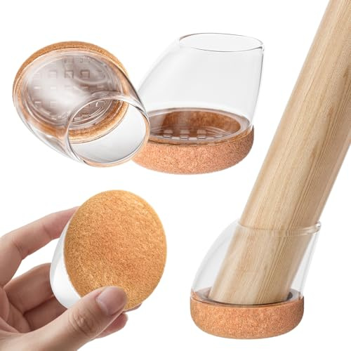RCHYFEED 24 pezzi Coprigambe per Sedia in Silicone con Feltro, Fit 15°-25° Gambe per Mobili, Elastiche Protezione per Gambe Delle Sedie per Antigraffio, Feltrini Chair Leg Protectors (Fit:20-26mm)