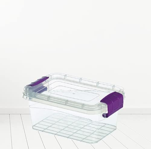Set of 2 Plastic Storage Box Container Home Office Lockable Lid Stackable Box (10L)