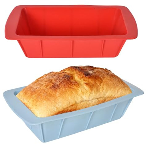 Alyxen Set di 2 Stampi in Silicone Rettangolari,25 x 16.5 x 6 cm,per Pane,Torte e Pane Tostato,Adatti ad airfryer-Accessorio Perfetto per Cuocere,Stampi in Silicone Minimalista e Moderna