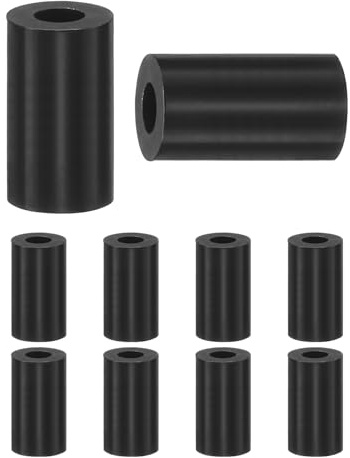 M METERXITY 100 Piezas Arandelas De Nylon 3.2mm Diámetro M3 Negro | Separadores Redondos De Plástico Sin Roscar, 7mm Diámetro Externo, 12mm Longitud