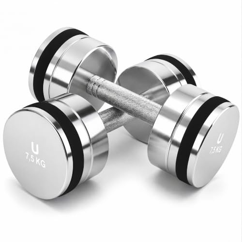 unycos - Mancuernas Ajustables 2,5-25 kg de Acero (Titan Transformer) | Con Recubrimiento Cromado, Tratamiento Anticorrosión, Mango Antideslizante y E-Book, para Entrenamiento de Fuerza en Casa