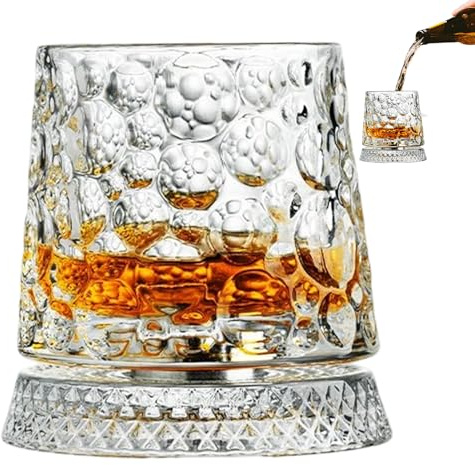 Arroopu Vasos de whisky de giratorios, vaso de whisky giratorio de antiguo, vaso de cóctel giratorio con base desacoplada estable, regalo para cumpleaños, vacaciones, día del padre