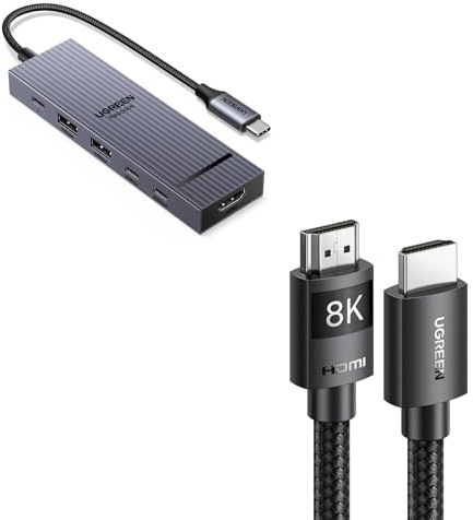 UGREEN Cable HDMI 2.1 8K Certificado y Revodok Pro 106 10Gbps Hub USB C HDMI 4K