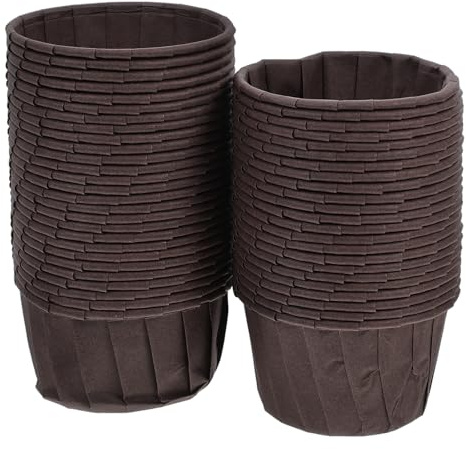 JOINPAYA Moldes para Cupcakes de Papel Color Café Borde Enrollado, Capacillos para Hornear Antiadherentes, 50 Unidades para Repostería Casera y Fiestas Infantiles