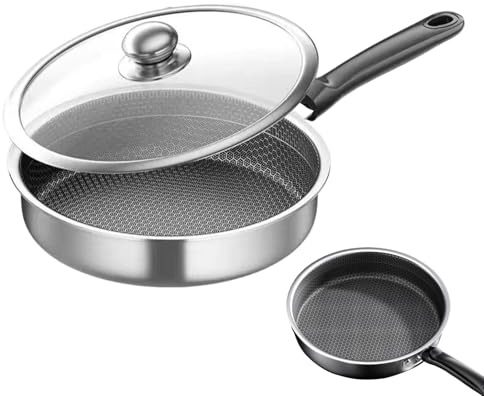 Padella a d'ape con coperchio trasparente, padella antiaderente per friggere e friggere, resistente ai, per casa, cucina, ristorante, campeggio, stufa elettrica