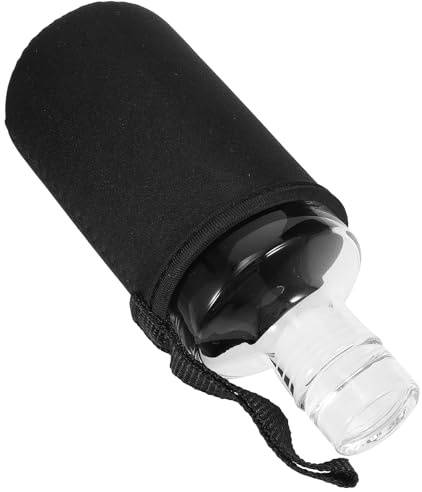 Angoily Bouteille en Verre Transparent 300ml Résistante la Chaleur avec Couvercle Étanche, Gourde Réutilisable pour Jus de Fruits, Boissons Froides et Lait, pour Usage Extérieur