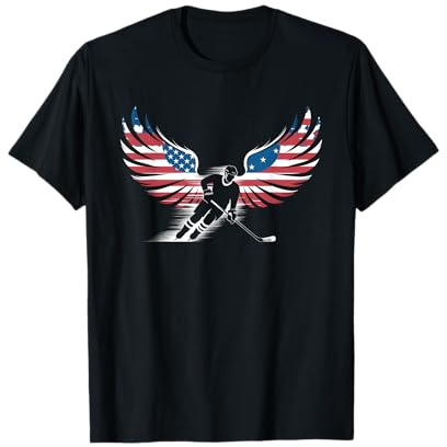 Camiseta De Hockey con Bandera Americana para Hombre Y Niña, Camiseta
