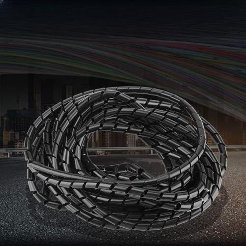 Zerodis Altri Utensili Domestici Avvolgicavo a Spirale Avvolgicavo a Spirale Protettore Per Filo a 10Mm 8M Materiale PE Flessibile Pieghevole Per Home Office Pc Tv Teatro Gestione del Cavo (BLACK)