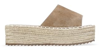 BOSANOVA Sandalias Estilo Pala para Mujer en Piel rectificada con una Tira Ancha al Empeine y Suela de Plataforma con Esparto. Sin Cierre. Calzado para Mujer Taupe 36