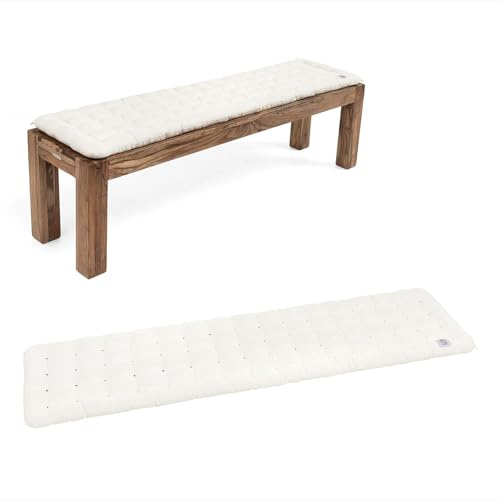 Have A SEAT Luxury Schmale Bankauflage 180x40 cm – EXTRA DICK 7 cm – waschbar bis 95°C – UV-beständig – Prmium Sitzauflage für Gartenbank, Flurbank & Sitzbank – Made in Germany (Weiß)