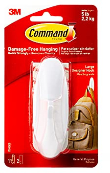3M Command Large Designer Hook White Hook and 2 Strips, Acrylic