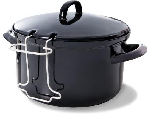 BK Fortalit Freidora de Acero esmaltado Olla, Negro, 24 cm