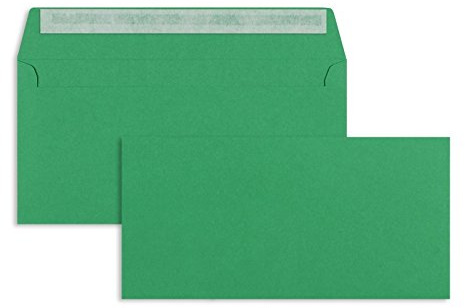 Farbige Briefhüllen | Premium | 114 x 229 mm (DIN C6/5) Grün (100 Stück) mit Abziehstreifen | Briefhüllen, Kuverts, Couverts, Umschläge mit 2 Jahren Zufriedenheitsgarantie