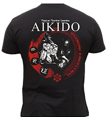 Dirty Ray Arts Martiaux Aikido Master Morihei Ueshiba t-shirt homme DT20 (XXL)