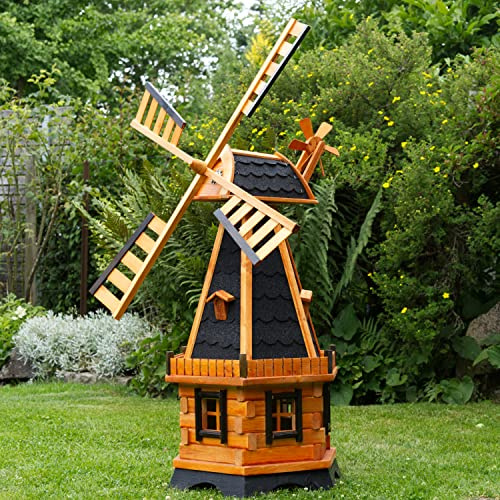 Große Windmühlen mit Solarbeleuchtung - Höhe 1,30 oder 1,45 Meter, Farbe|Größe:1.28m dunkel