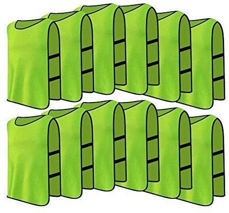 12 er Set Erwachsene Trainingsleibchen Markierungshemd Trainingsweste für Fußball Volleyball Basketball ( Farbe : Grün )