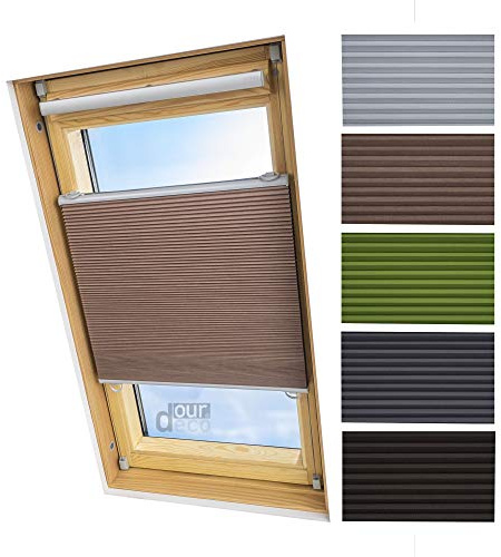 ourdeco® Universal Dachfenster Thermo-Wabenplissee/83 x 141cm beige(Breite x Höhe)/lichtundurchlässig, verdunkelnd, Thermo- und Hitzeschutz