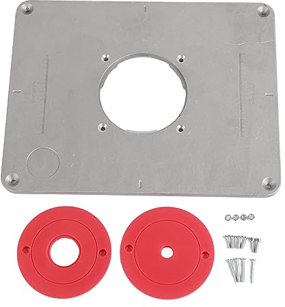 FTVOGUE Accessori per frese verticali Piani di lavoro Router Piastra di Inserimento della tavola del Router con 4 Anelli e Viti per panche per la Lavorazione del Legno 300 * 235 * 9.5mm (01)