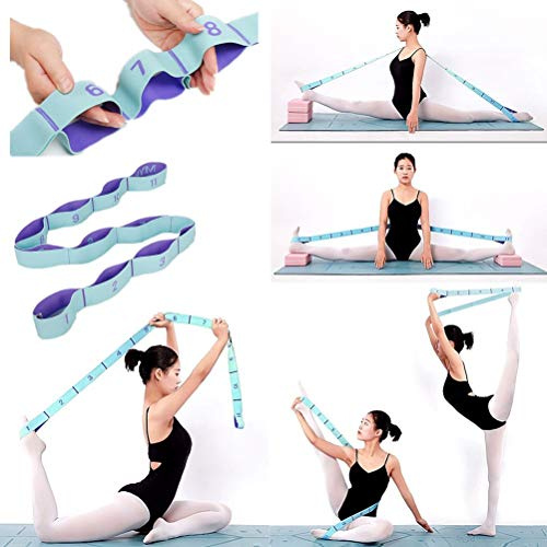 Meishen Stretching Straps Hamstring Stretcher Device Elastic Exercise Band Yoga mat Carrying Straps Leg Exercise Equipment Stretching Strap with Loops for Flexibility Stretch Strap 11 Loops